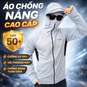 Áo chống nắng nam 2 lớp thiết kế che trán có lưới nách